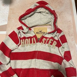 Hollister Striped Hoodie. Heavyweight, high quality cotton blend with embroidery